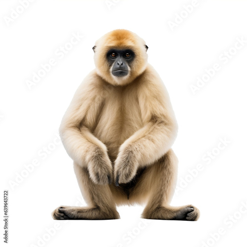 Singe Gibbon noir (Hylobates lar) avec transparence, sans background © MATTHIEU