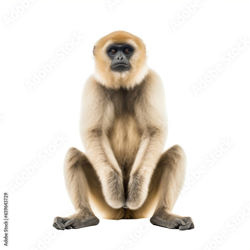 Singe Gibbon noir (Hylobates lar) avec transparence, sans background © MATTHIEU