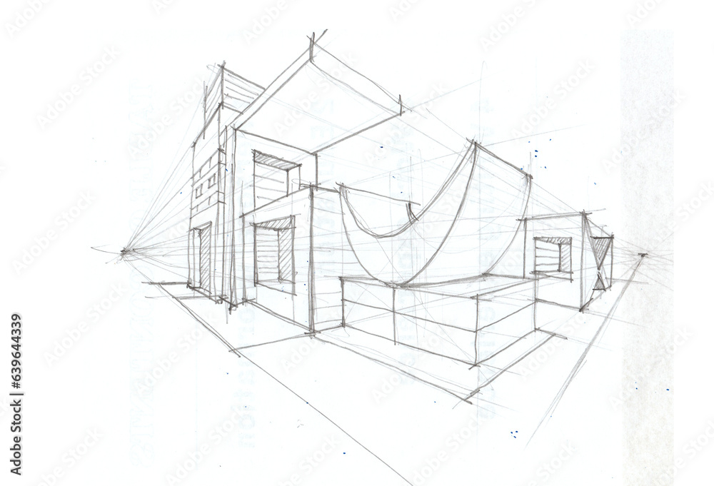 sketch of building construction pencil drawing for illustration decoration study 