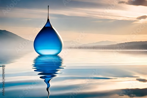 water drop in the sunset