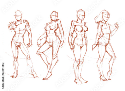 body anatomy pencil drawing for illustration decoration card study