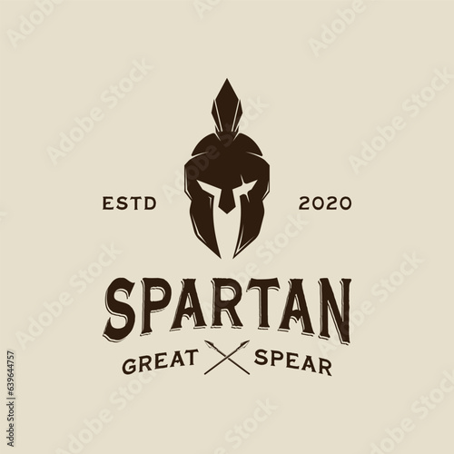 Spartan helmet logo vintage vector illustration template icon graphic design. warrior of heroes mask sign or symbol for business or sport concept