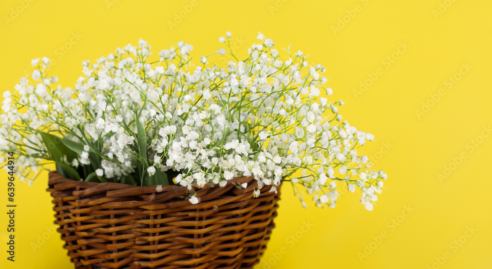 beautiful wooden vase with white flowers