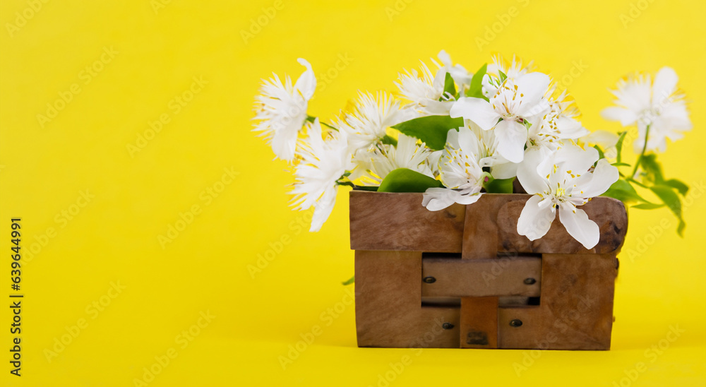 beautiful wooden vase with flowers
