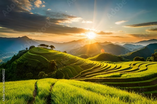 background of a landscape with nature. window view of a beautiful natural env...