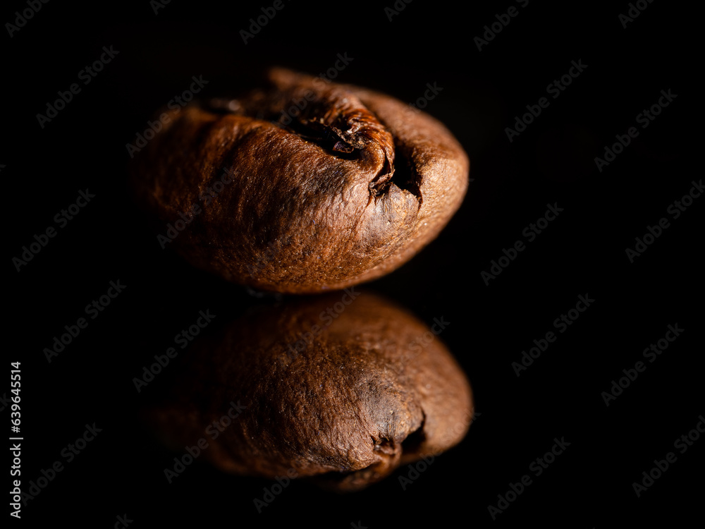 coffee bean on glossy table coffee bean on glossy table