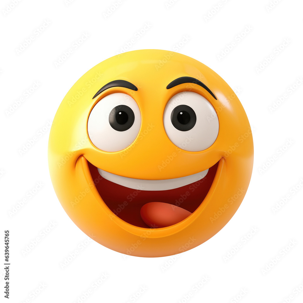 Cute Cartoon Happy Emoticon Character Isolated on a Transparent Background