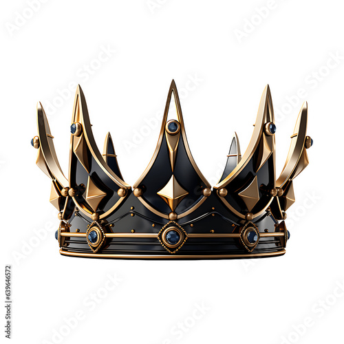 gold and black crown isolated on white