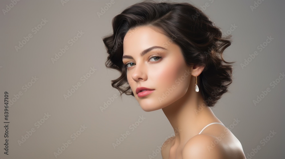 Beauty portrait of young woman in studio. Generative Ai. Beauty portrait of young woman in studio. Generative Ai.