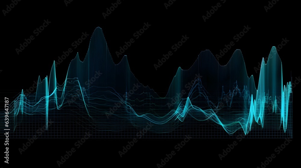 Abstract element for music design equalizer. Dynamic spectrum line isolated on a background