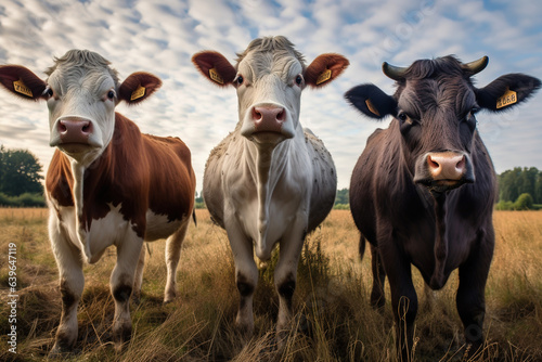 A group of cows standing in a grassland