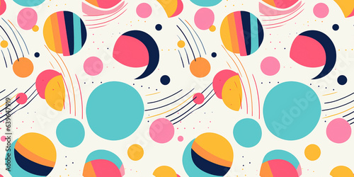 Colorful circular elements seamless pattern. Concept: Vivid geometric fabrics.