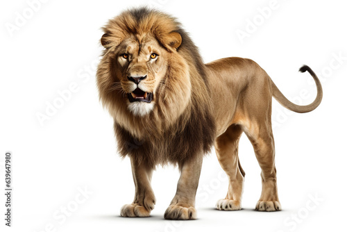 Fierce lion isolated on white background