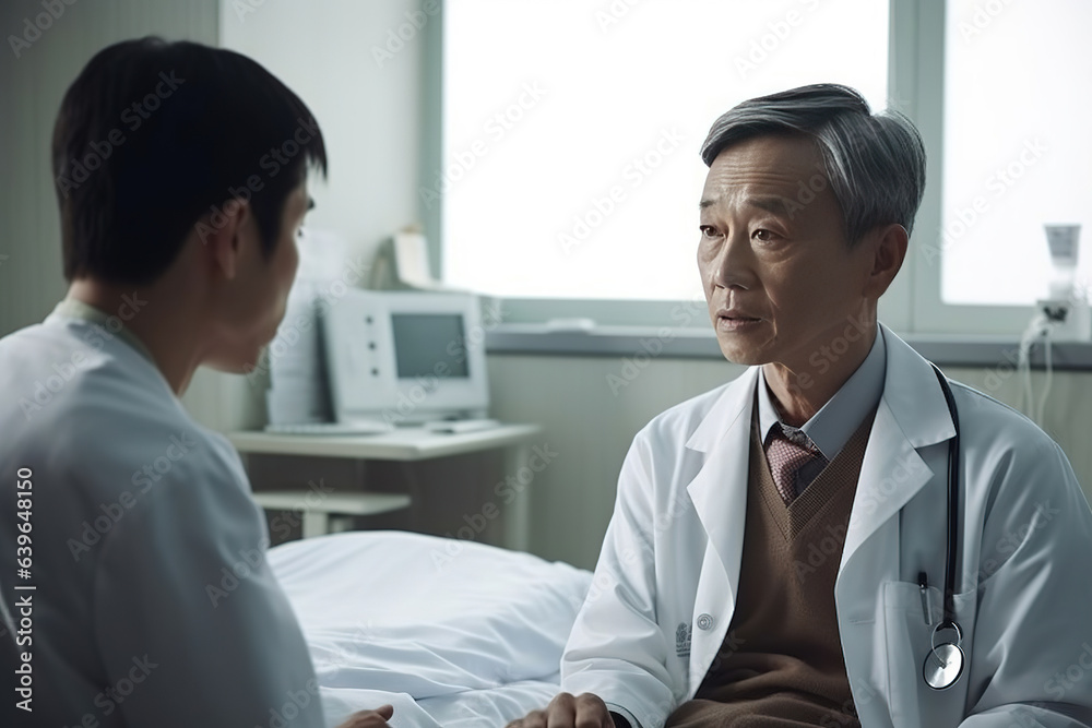 Dedication of medical professionals in action, a doctor conferring with a patient as they collaboratively navigate a treatment plan Dedication of medical professionals in action, a doctor conferring with a patient as they collaboratively navigate a treatment plan