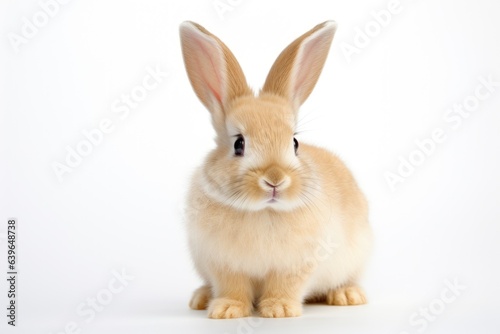 white cute rabbit on white background