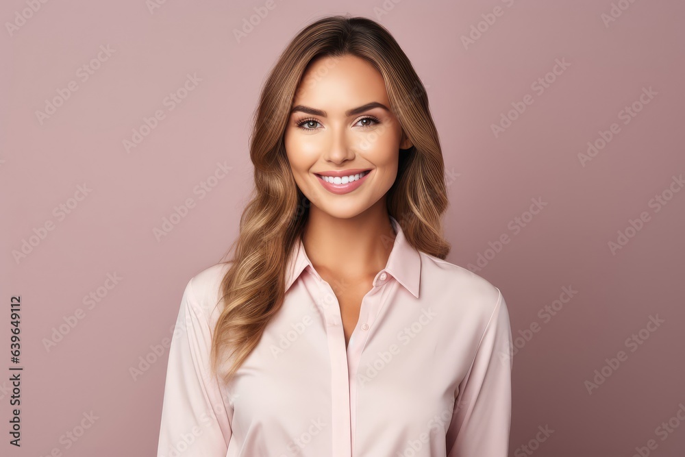 Caucasian Woman Sales Representative Background Smiling Generative AI