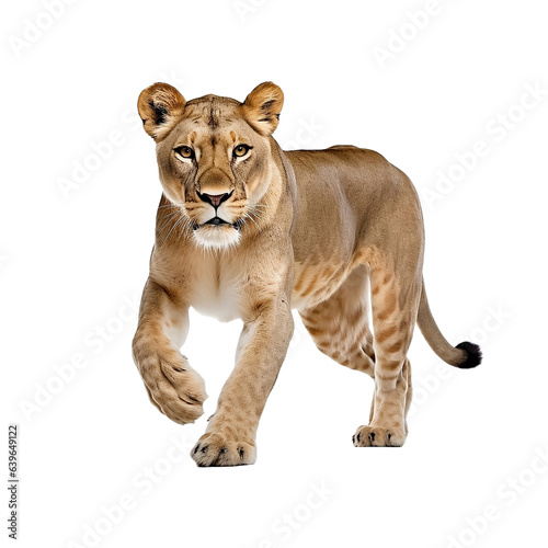 lioness lion isolated on white background