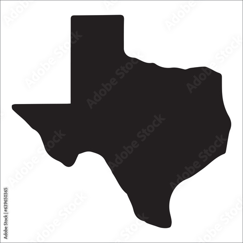 Texas black map on white background, illustration, vector, america, us, american, cartography, geography, governmen