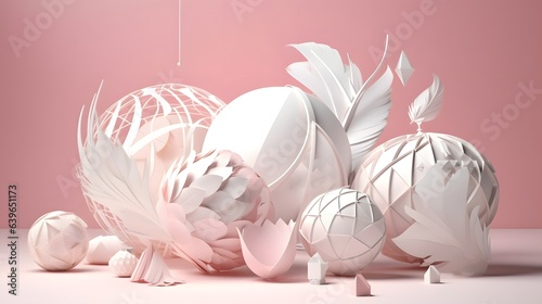 Pink coral Paper cut art, f...