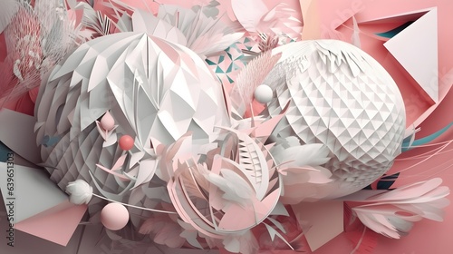 Pink coral Paper cut art, f...