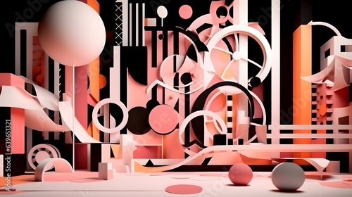 Pink coral Paper cut art, f...