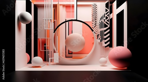 Pink coral Paper cut art, f...