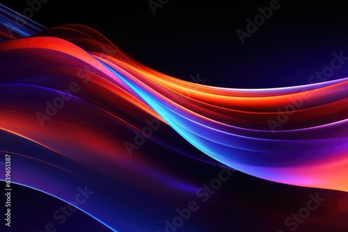 3d render abstract background with colorful neon wavy line 