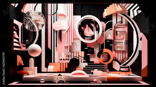 Pink coral Paper cut art, f...