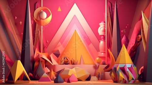 Red and gold Paper cut art,...