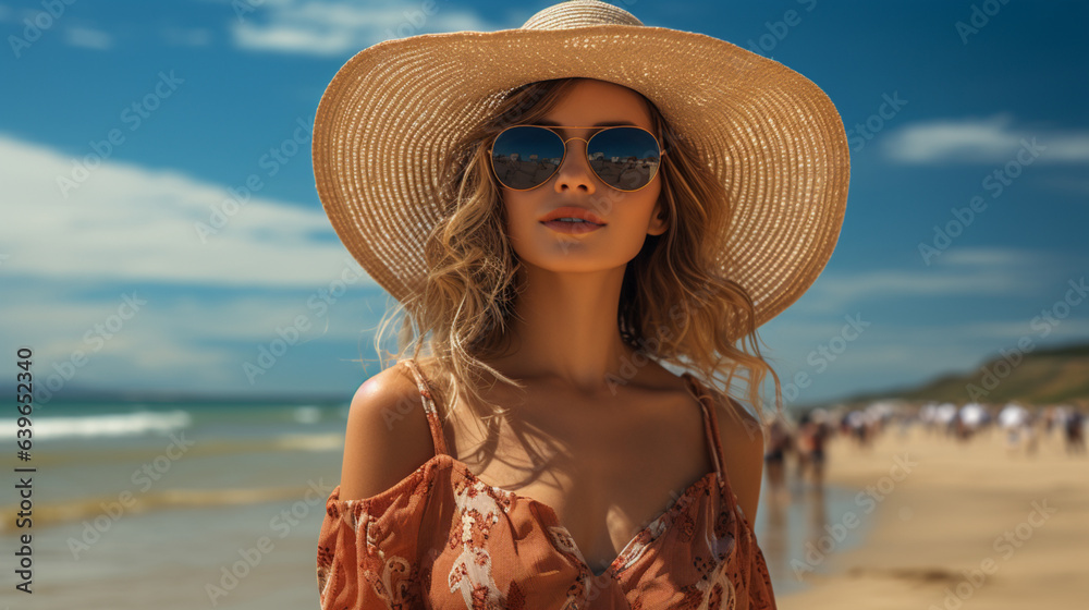 Sommerzeit: Frau genießt Sonne und Strand