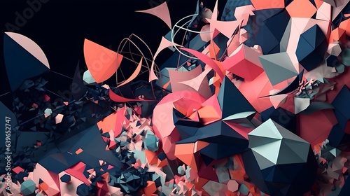 Blue and coral Paper cut ar...
