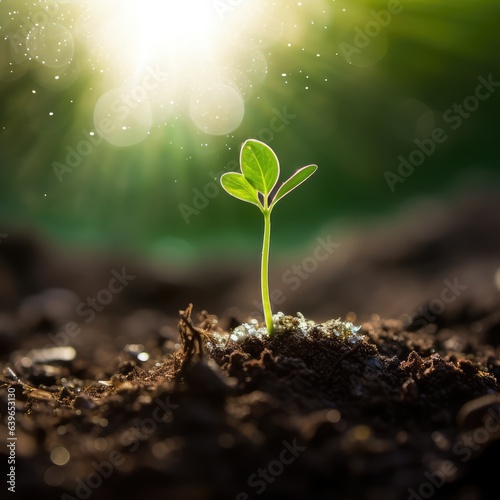 A close up macro shot of a green seedling