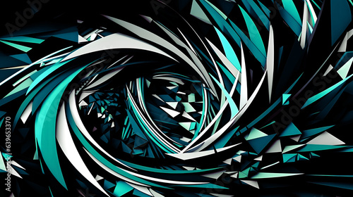 Wallpaper Mural Blue and green Paper cut art, folded geometric shapes, abstract background Torontodigital.ca