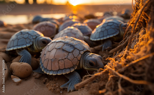 Schildkröten auf dem Weg ins Meer