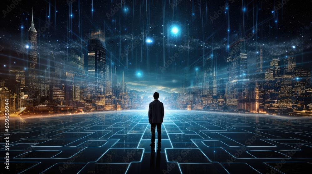 Metaverse with boy big data technology wallpaper Metaverse with boy big data technology wallpaper