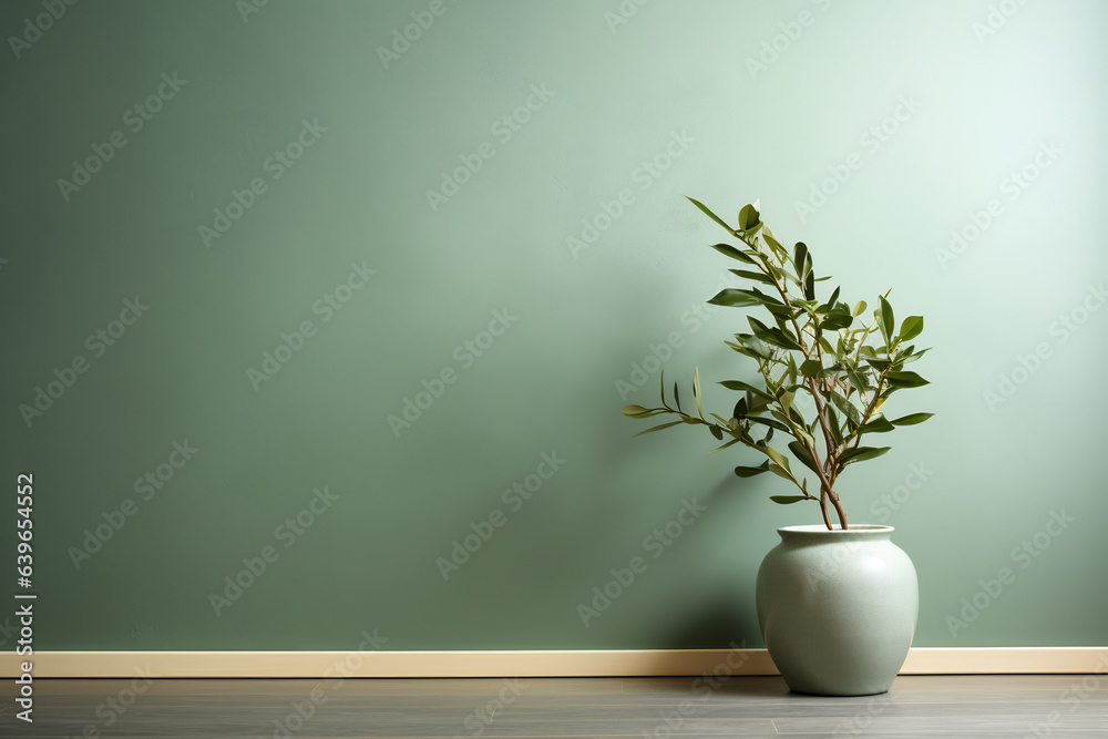 Empty room interior background sage green wall Empty room interior background sage green wall