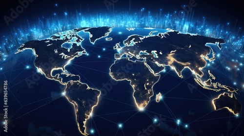 Connectivity through world world map networking technology illustration