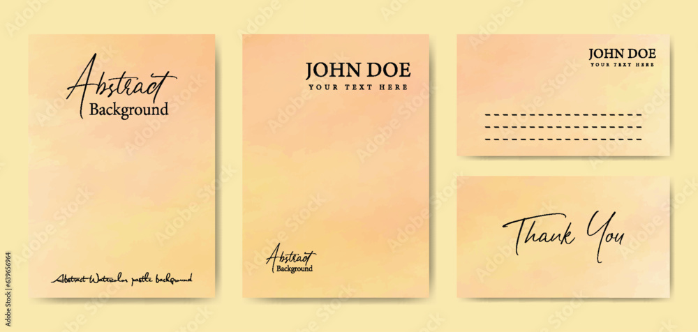 Abstract watercolor pastle background set for Wedding invitation card, Letterhead and Business card
