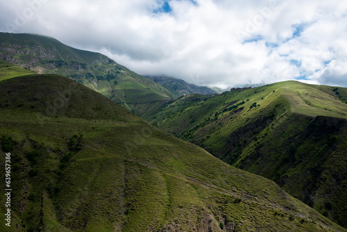 Landscapes of the Caucasian mountains from the headwaters of the Dzheyrakh gorge