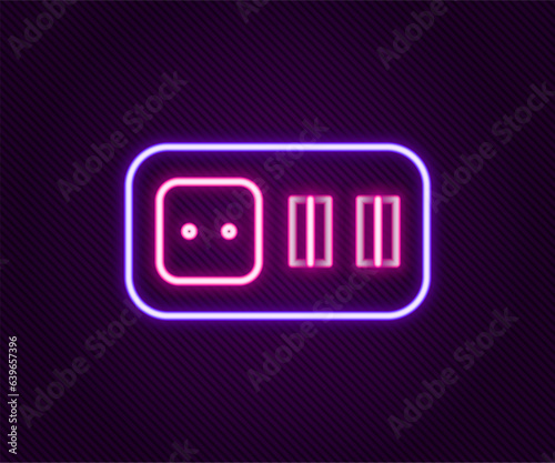 Glowing neon line Electrical outlet icon isolated on black background. Power socket. Rosette symbol. Colorful outline concept. Vector