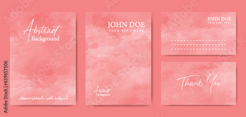 Abstract watercolor pastle background set for Wedding invitation card, Letterhead and Business card