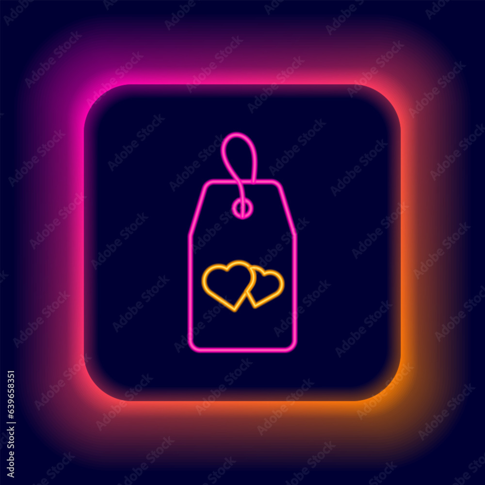 Glowing neon line Please do not disturb with heart icon isolated on black background. Hotel Door Hanger Tags. Colorful outline concept. Vector