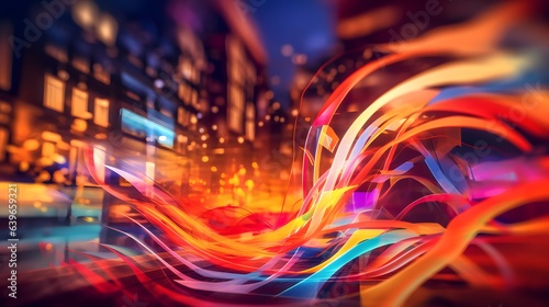 Neon mega city with light r...