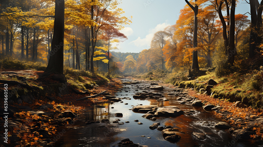 autumn landscape with river
