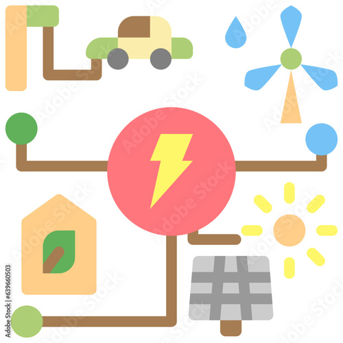 electrification flat style icons