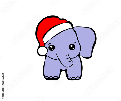 Cartoon elephant in a red cap. Vector illustration