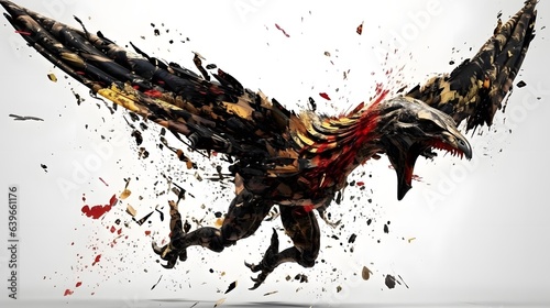 Abstract bird with golden s...