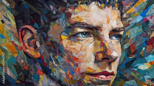 Paper cut man head illustra...