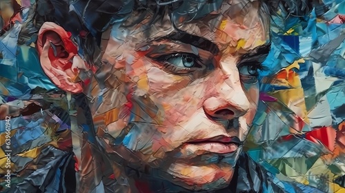 Paper cut man head illustra...