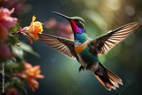 hummingbird on a flower © Artworld AI